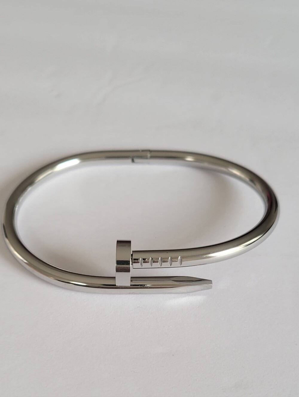Silver Nail-Style Bangle Bracelet